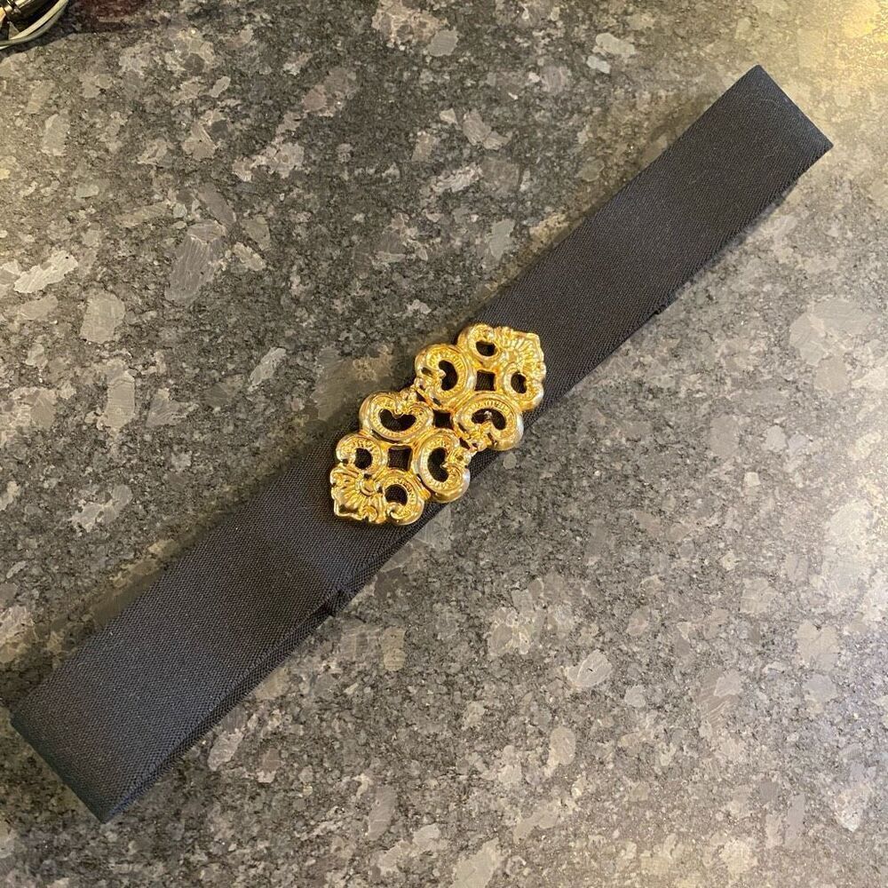 1980’s Glam Stretch Belt Gold Filagree Buckle
